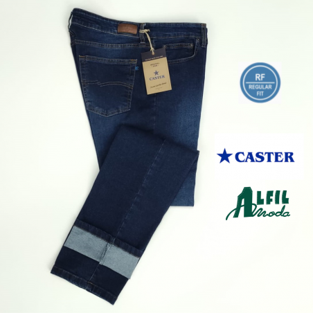 Vaquero Recto CASTER JEANS Azul GIANI-WOKEN Pantalón Denim desgastado suave para hombre