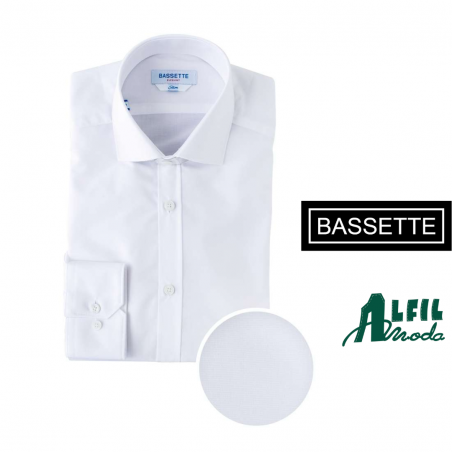 Camisa de vestir slim fit blanca lisa BASSETTE 735 para hombre